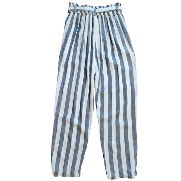 American Eagle striped pants elastic waist belted size S - Picture 3 of 8